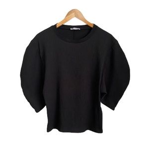 ZARA Black Puff Sleeve Top Size Small